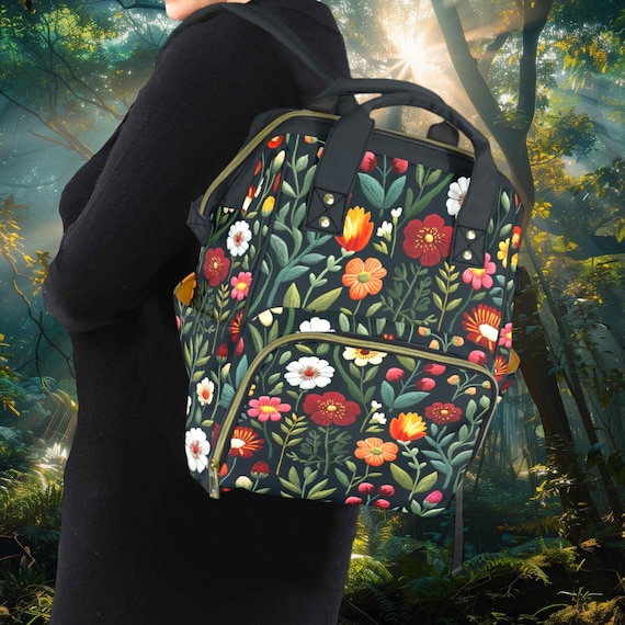 Colorful Folk Art Girl Mini Backpack The Velvet Mini Backpack Set - Folk Art Patch Sewing Kit  main image 4