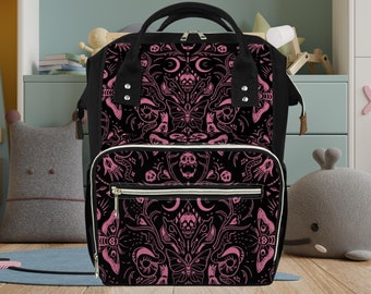 Pastel Goth Diaper Backpack, Goth Baby Stuff, Goth Diaper Bag Creepy Cute Witchy Nappy Bag Spooky Cute Diaper Bag, Witchy Baby Shower Gift