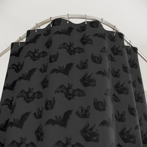 Gothic Fledermäuse Duschvorhang, Badvorleger, Gothic Fledermäuse Badezimmer Dekor, gruseliges Fledermaus Motiv, Gothic Bad