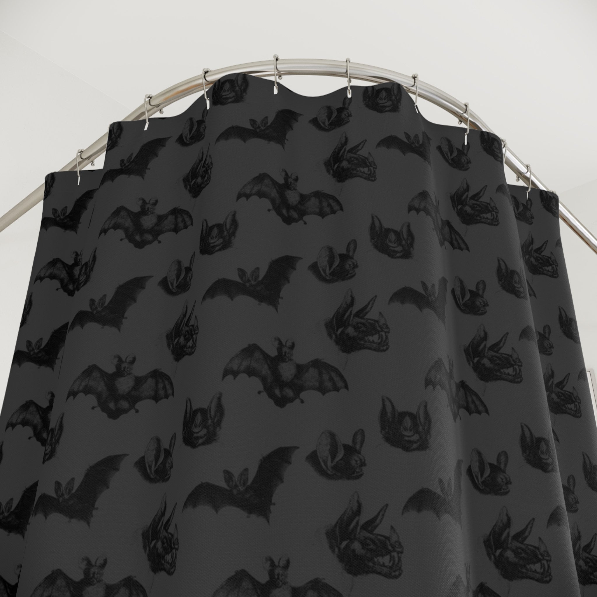 Gothic Bats Shower Curtain, Bath Mat, Gothic Bats Bathroom Decor, witchy bathroom decor, witchy home, spooky bats motif decor, goth bathroom