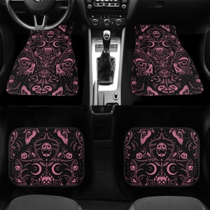 Whimsigoth Car Mats Skulls Moths Gothcore Car Mats Gothic Car Accessories Creepy Custom Car Mats Pastel Witchcore Goth Girl Car Mats
