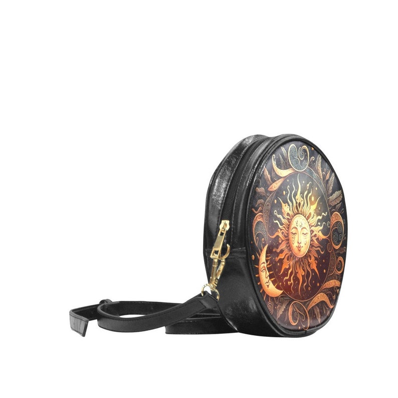Bolso Dark Boho Sun & Moon Round Satchel, bolso Dark Celestial Sun Moon, bolso Dark Academia, bolso Dark Cottagecore, bolso Boho Hippie Witch imagen 7
