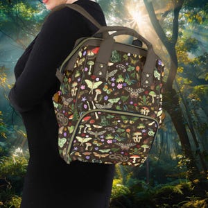 sac à dos vintage Woodland, sac à dos pour ordinateur portable Dark Nature, cartable foncé Forestcore, cartable sorcière, sac esthétique naturaliste gobelincore