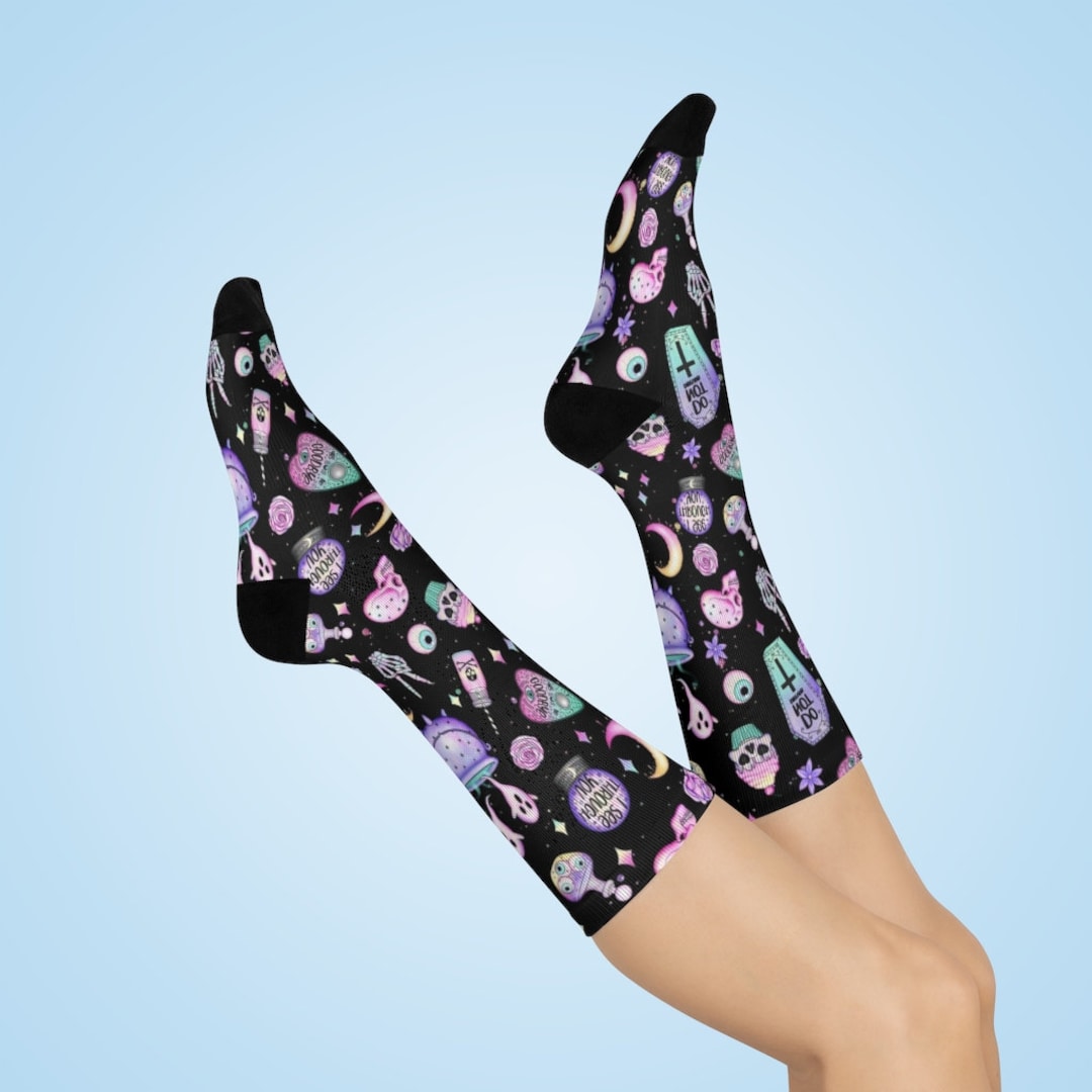 Pastel Goth Socks Pastel Witch Socks Creepy Cute Socks Pastel Goth