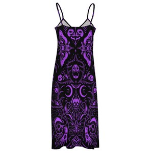 Purple Gothic Witchy Sling Ankle Long Dress, Goth Girl Maxi Dress, Mystical Occult Dress, Gothic Maxi Dress, Whimsigoth Summer Maxi Dress image 4