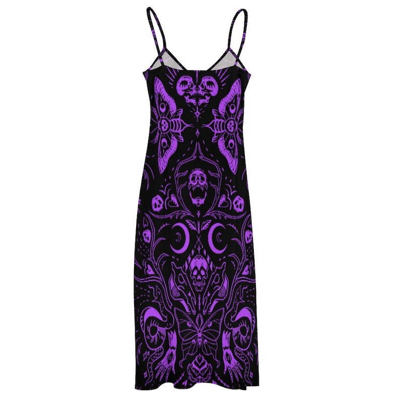 Purple Gothic Witchy Sling Ankle Long Dress, Goth Girl Maxi Dress, Mystical Occult Dress, Gothic Maxi Dress, Whimsigoth Summer Maxi Dress image 4