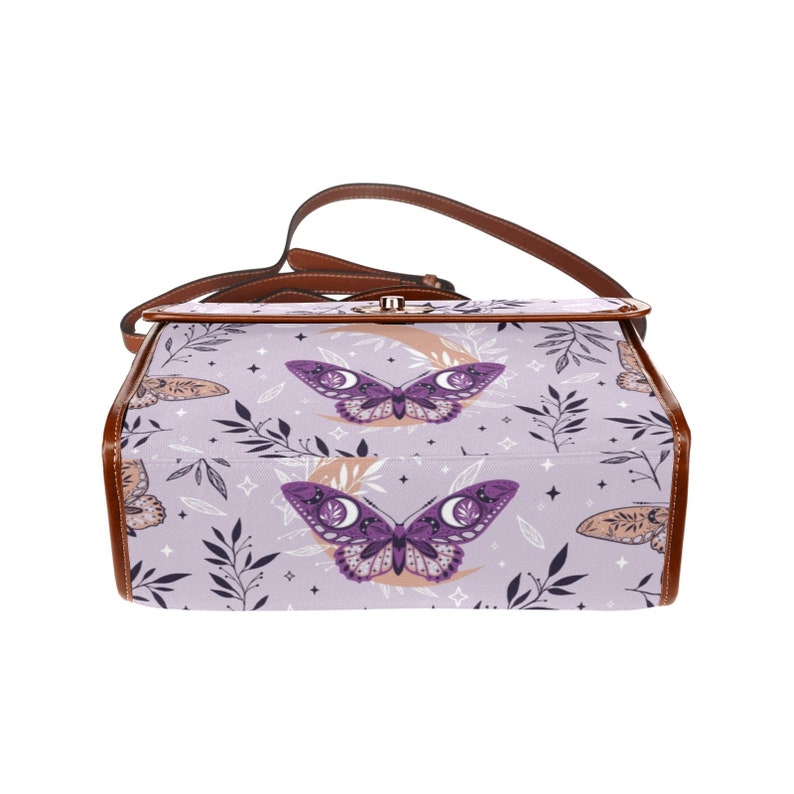 Cottagecore Violet Butterflies Satchel bag, Boho Butterflies Cross-body Purse, Mystical Butterflies Handbag, Celestial Hippies Boho Bag image 10