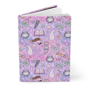 Cute Witchcore Journal Pastel Witchy journal Kawaii Witchy Vibes Diary Pastel Goth Hardcover Journal Teen Girl Gift Mystical Symbols Journal image 2