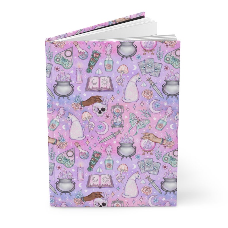 Cute Witchcore Journal Pastel Witchy journal Kawaii Witchy Vibes Diary Pastel Goth Hardcover Journal Teen Girl Gift Mystical Symbols Journal image 2