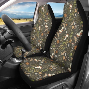 Housses de siège de voiture Dark Cottagecore, Housses de siège de voiture Dark Forest, Siège de voiture Champignons Papillons, Housse de siège de voiture Dark Nature Green Forest Witch