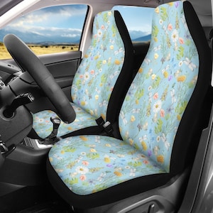 Daisies Libellules Pastel Blue Cottagecore Car Seat Covers, Pastel Floral Car Seat Cover, Boho Floral Car Decor, Women Boho Car Accessories