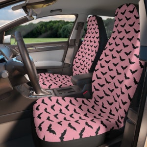 Pastel Witchy Seat Covers, Pink Bats Car Seat Covers, Spooky Cute Car Seat Covers Pastel Witch Car Decor, Pink & Black Halloween Seat Covers