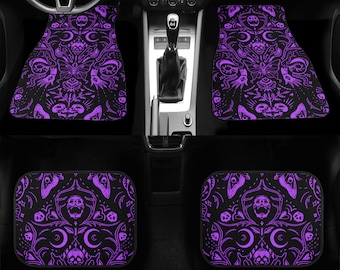 Gothic Car Mats Skulls Moths Gothcore Car Mats Whimsigoth Car Decor Creepy Custom Car Mats Purple Witchcore Goth Girl Car Mats Car Decor