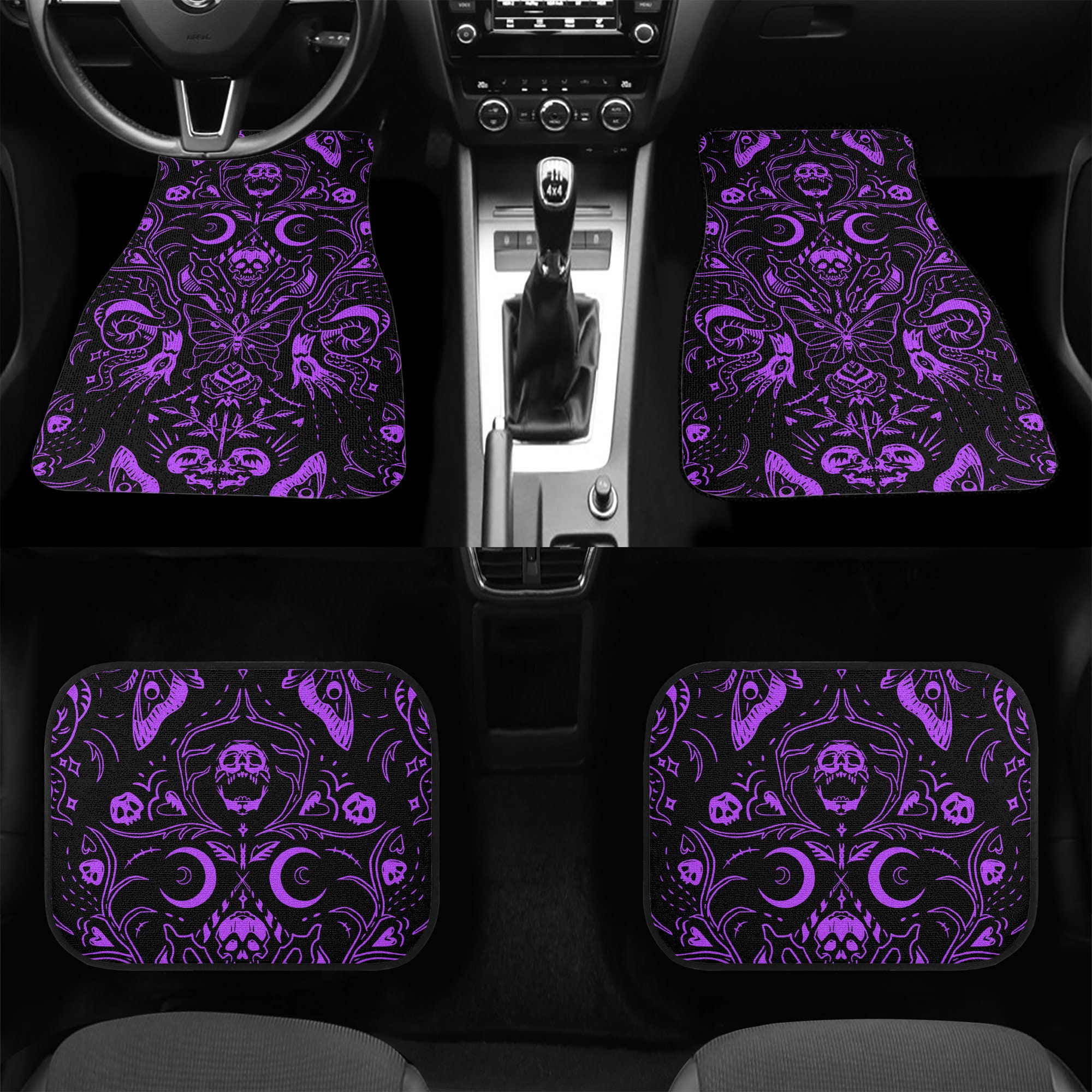 Goth Spiderweb Car Mats Set of 4 Black Emo Gothic Car 