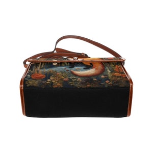 Bolso floral y de zorro con bordados falsos, bolso de mano Boho Cottagecore Witchy Fox, bolso de mano floral Boho Naturecore Fox, bolso Dark Forestcore Fox imagen 5