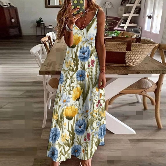 chinese dress ladies Garden Party Floral Maxi Dress Small