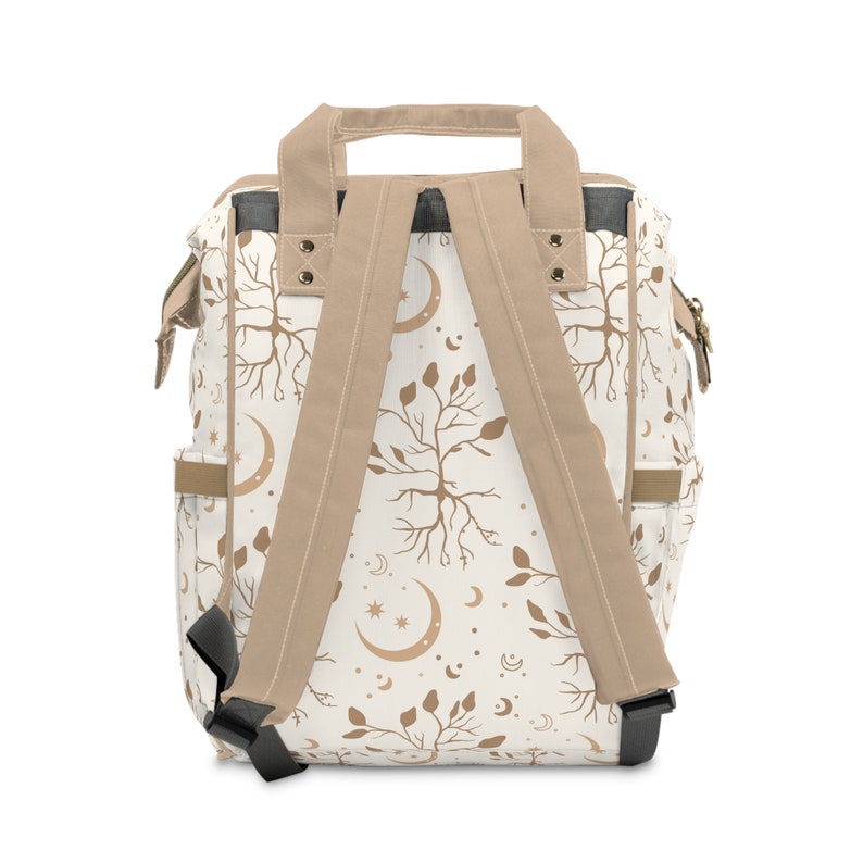 Boho Celestial Tree of Life Backpack Diaper Bag, Boho Witchy Nappy Bag, Mystical Mama Diaper Backpack, Witchy Mama Gifts, Boho Neutrals Baby image 4