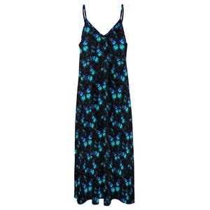 Vestido largo estilo boho con estampado de mariposas Morpho, vestido largo azul con estampado de mariposas, vestido largo boho estilo bruja hippie, vestido de fiesta de verano, vestido de playa. imagen 7