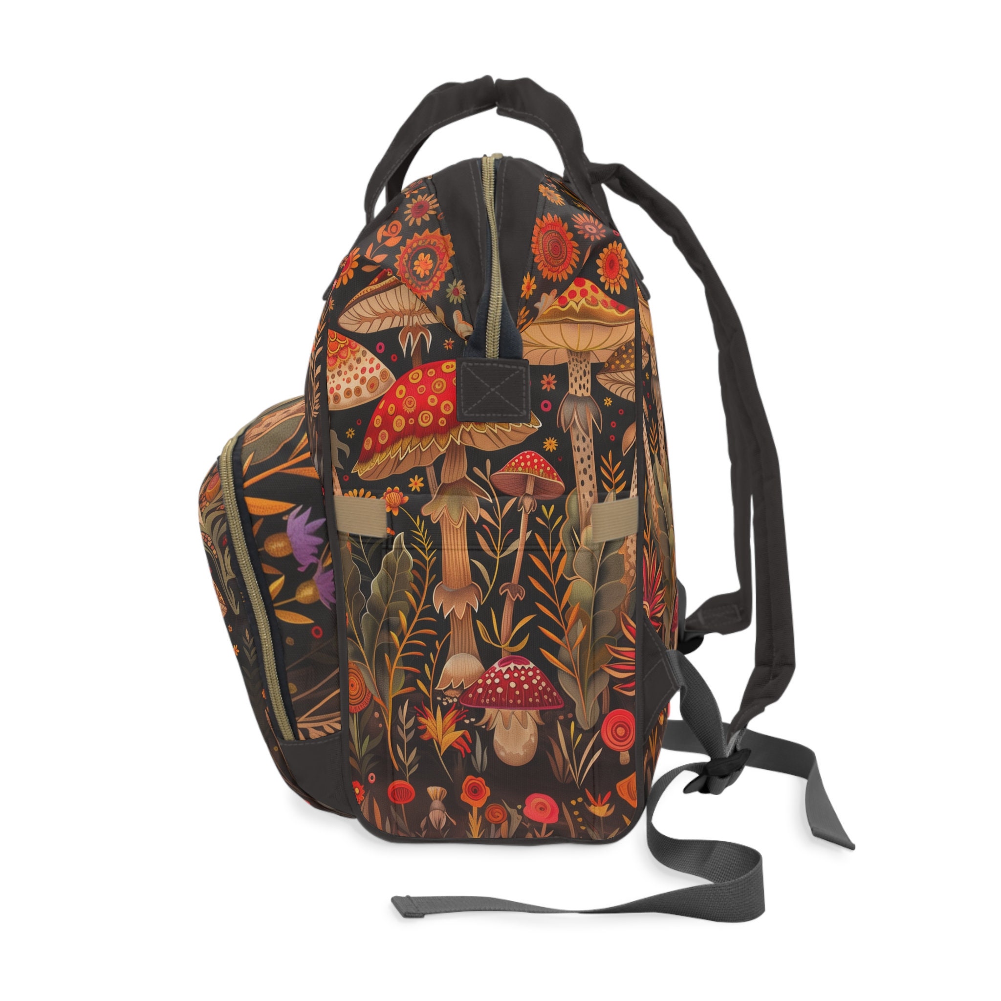 Boho Mushrooms Laptop Backpack, Mushroomcore Backpack 