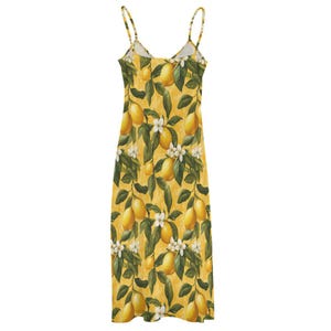 Boho Lemon Blossoms Cottagecore Ankle Sling Dress, Lemons Maxi Dress, Boho Vintage Floral Dress, Summer Yellow Maxi Dress, Boho Summer Dress image 8