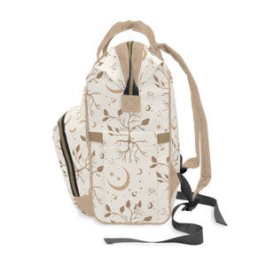 Boho Celestial Tree of Life Backpack Diaper Bag, Boho Witchy Nappy Bag, Mystical Mama Diaper Backpack, Witchy Mama Gifts, Boho Neutrals Baby image 8