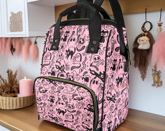 Pastel Witch Diaper Backpack Goth Baby Stuff WItchy Baby Bag Creepy Cute Spoopy Cats Nappy Bag Spooky Cute Diaper Bag WItchy Mom Baby Gifts