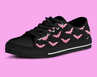 Pastel Goth Pink Bats Sneakers, Pastel Goth Gift, Creepy Cute Sneakers, Witchy Girl Vibes, Pink Halloween, Spooky Cute, Occult, Teen Gift