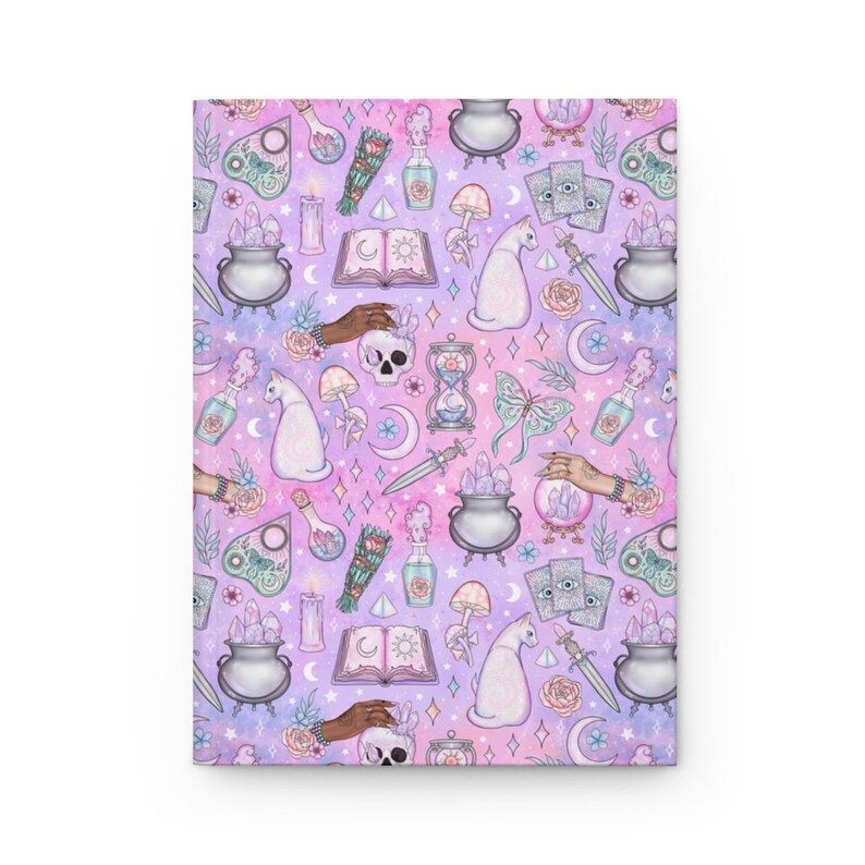 Cute Witchcore Journal Pastel Witchy journal Kawaii Witchy Vibes Diary Pastel Goth Hardcover Journal Teen Girl Gift Mystical Symbols Journal image 4