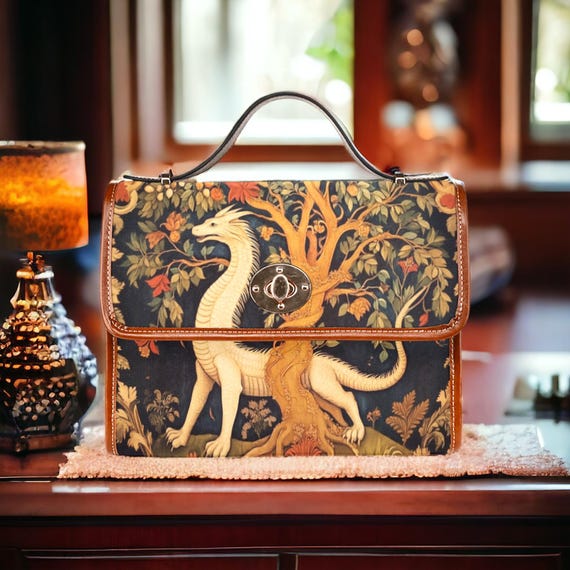 Medieval Woodland Dragon Satchel, Cottagecore Dragon Cross Body