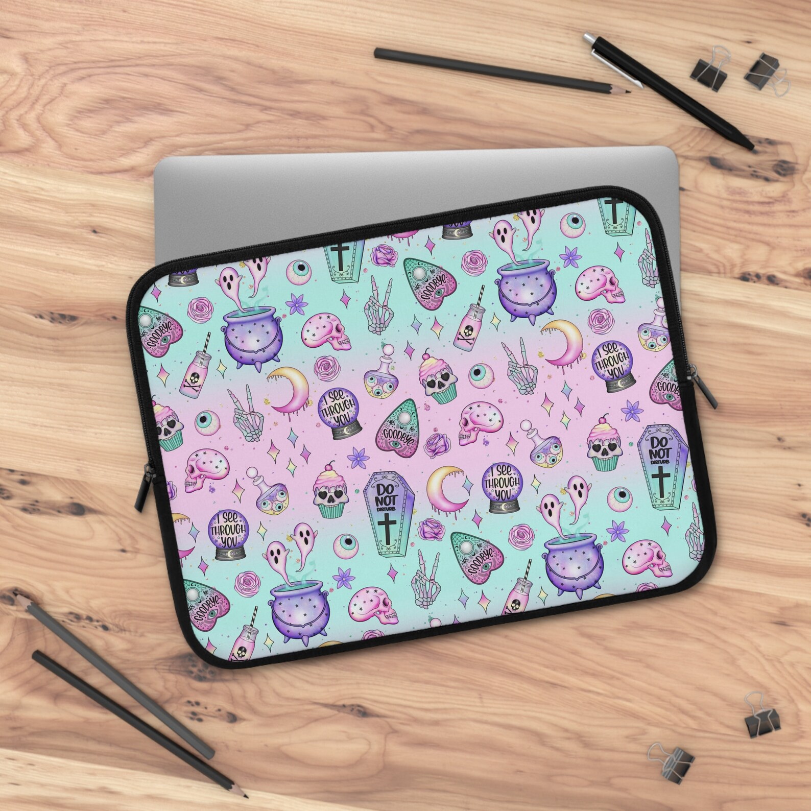 Pastel Goth Laptop Sleeve, Pastel Witch Laptop Sleeve, Kawaii Goth Girl ...