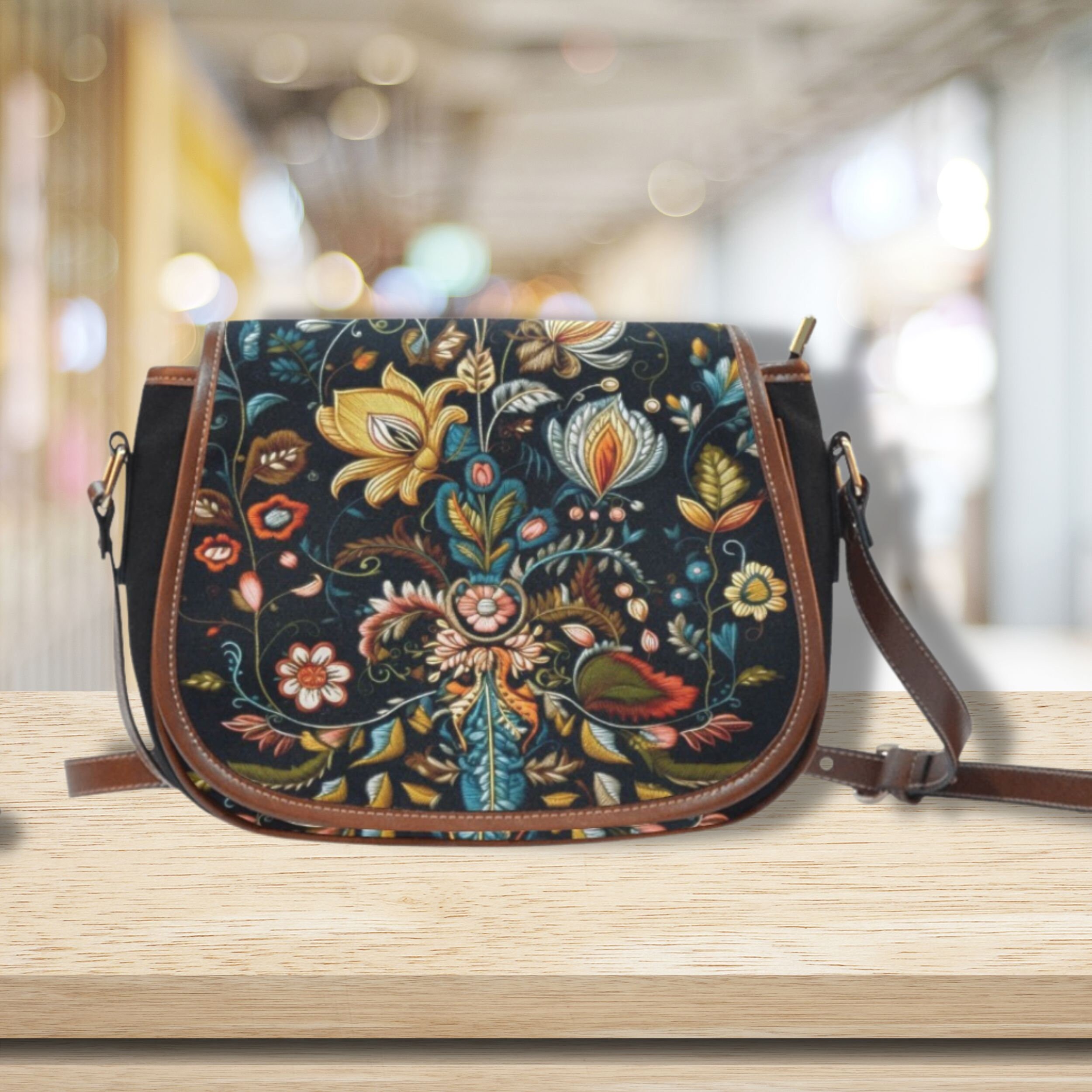 Vintage Embroidered Flower Bird Shoulder tote bags for women
