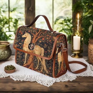 Bolsa Medieval Woodland Unicorn, Bolsa Mystical Unicorn Crossbody, Bolsa Enchanted Unicorn Goblincore, Bolsa Estética Ren Faire Unicorn