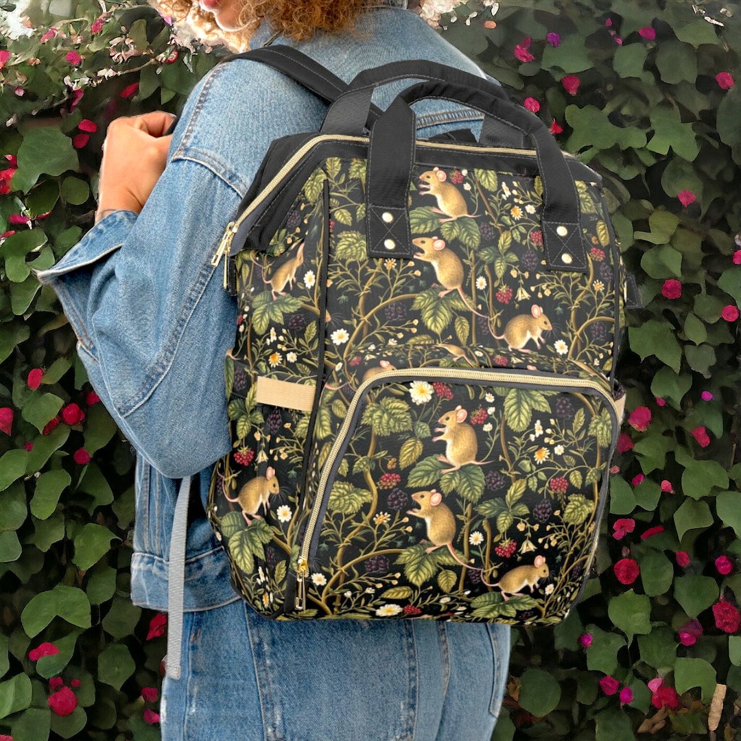 Cottagecore Mice Multifunction Backpack, Dark Cottagecore Dormouse ...