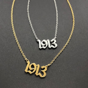 1913 ketting – vrouwenclub sieraden cadeau voor vrouwen, oprichters dag cadeau, 1913 jaar ketting goud zilver, vrouwenclub afstuderen cadeau sieraden