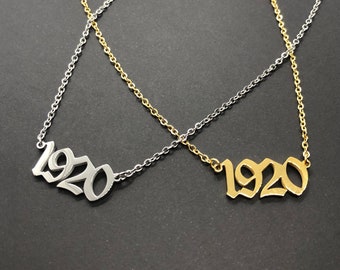 1920 Necklace – Sorority Jewelry Gift for Women, Founders Day Gift, 1920 Year Necklace Gold Silver, Sorority Graduation Gift Jewelry