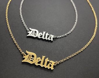 Collar Delta: Parafernalia Delta 1913, Regalo de joyería Delta, Collar de hermandad en oro y plata, Regalo del Día de los Fundadores para DST