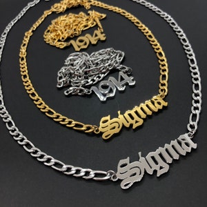 Sigma Necklace – Fraternity Gift, Sigma Chain, 1914 Chain, Greek Letter Necklace, Sigma Jewelry, Crossing Gift, Founders Day Gift - Sigma