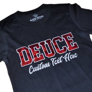 Red & White Custom Line Number Greek T-Shirt , Long Sleeve , Sweatshirt , Hoodie / Ace / Deuce / Tre / Quad / 5ive / Tail