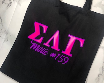 Custom Sigma Lambda Gamma Canvas Bag / Gamma Bag / Sigma Lambda Gamma Gift / SLG Bag / SLG Gift