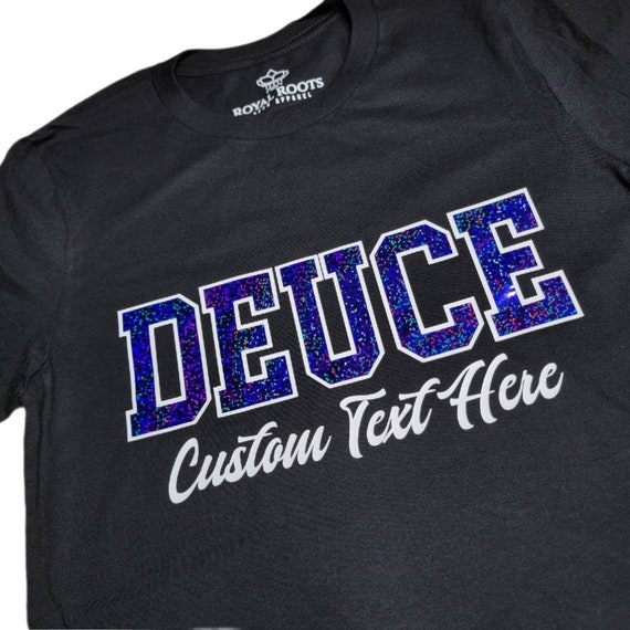 Royal Blue and White Custom Line Number Greek T-shirt , Long
