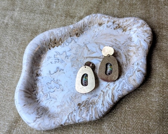 Jesmonite Catchall Tray, Handmade Jewellery & Trinket Dish, Modern Coastal Vanity Tray, Home Decor Gift