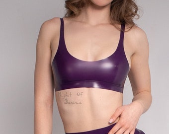 Female Purple Latex Crop Top