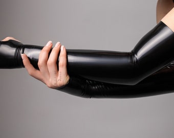 Halloween Black Long Latex Gloves Mitts Female Hand Accessory Costume Outfit Clothing