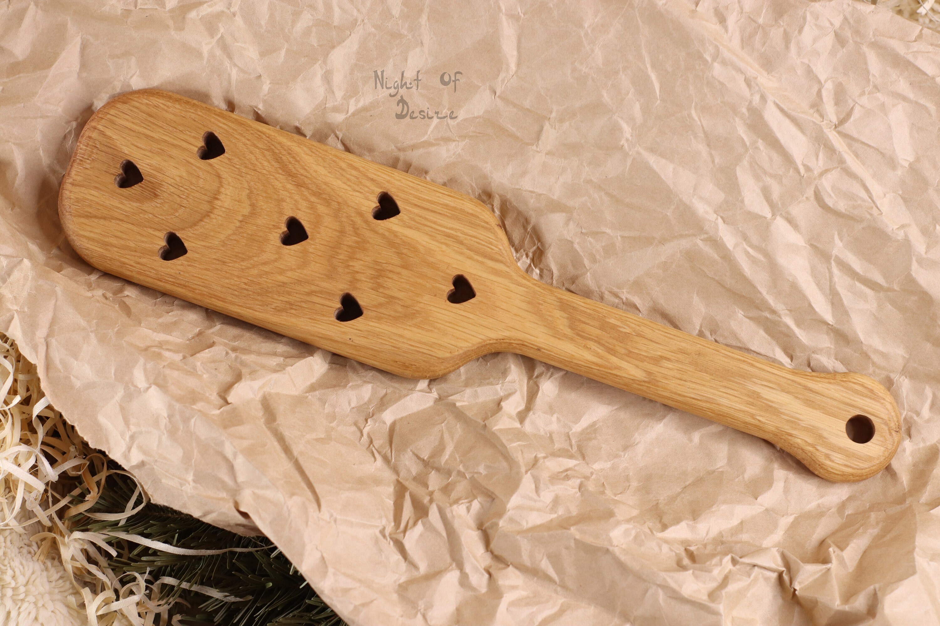 Dark handmade wooden paddle with hearts BDSM kinky toy ddlg Etsy
