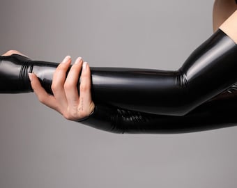 Cosplay Black Long Latex Gloves Rubber Mitts Vinyl Female Lingerie Hand Accessory Sexy Outfit for Woman