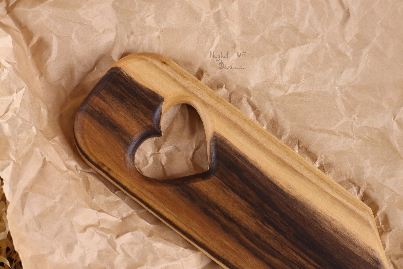 Large wooden heart paddle with holes brown handmade spanking Etsy