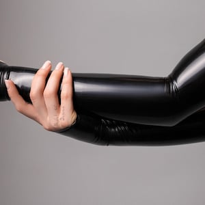 Black Long Latex Gloves Rubber Mitts Vinyl Female Hand Accessory
