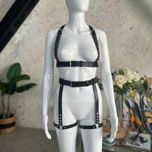 Full Body Ring Harness Leather Set Bondage Cage for Woman Body Female Fetish Costume Outfit