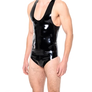 Nur Latex Offene Brust Tank Top Ärmelloses Singlet Male Black Body Shirt für Männer