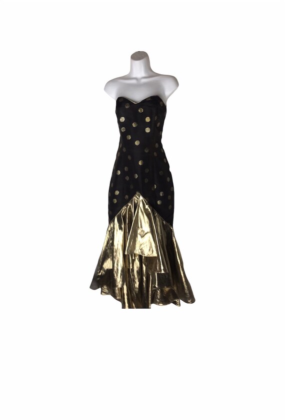 Vtg 80s Jessica McClintock Gunne Sax Black Gold St